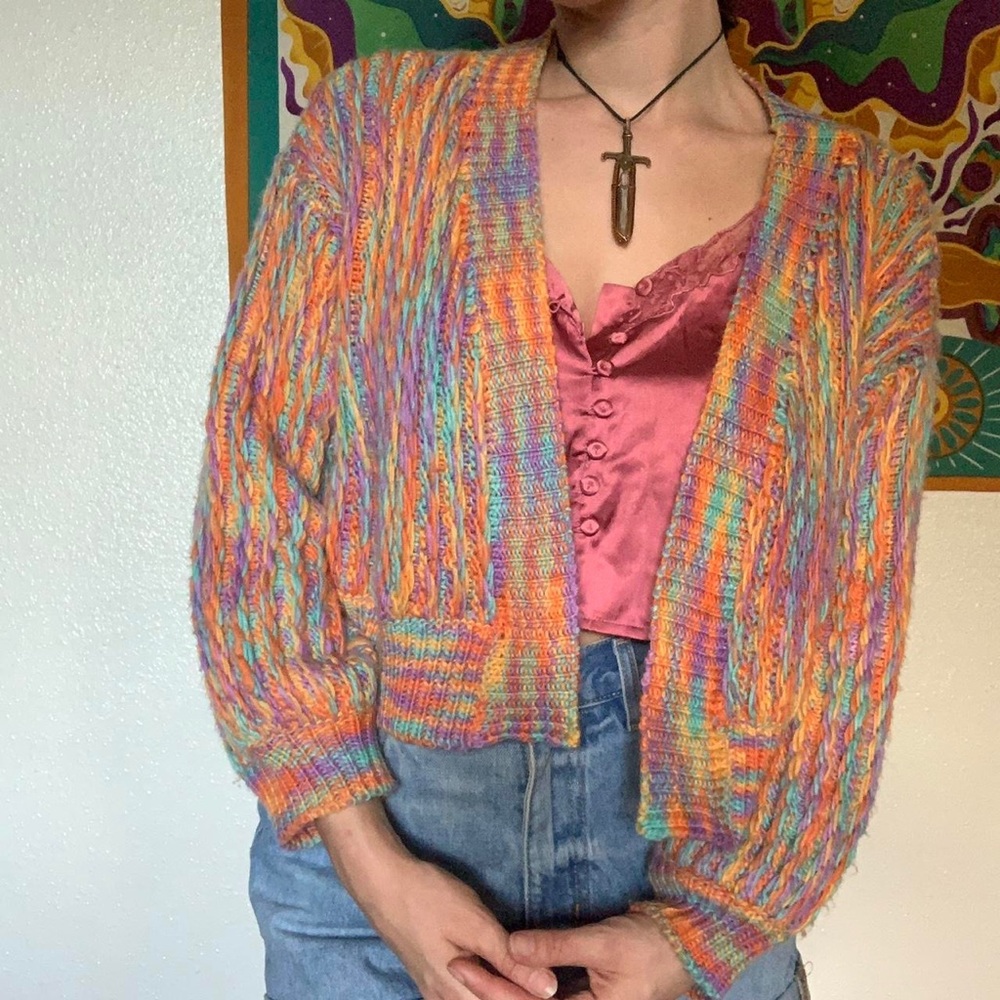 “Better Ditch Him” Dolls Kill Multicolor Knit Cardigan